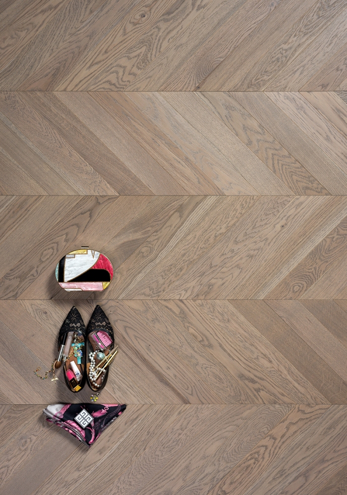 Parquet planks Chevron Oak Chambord 45°